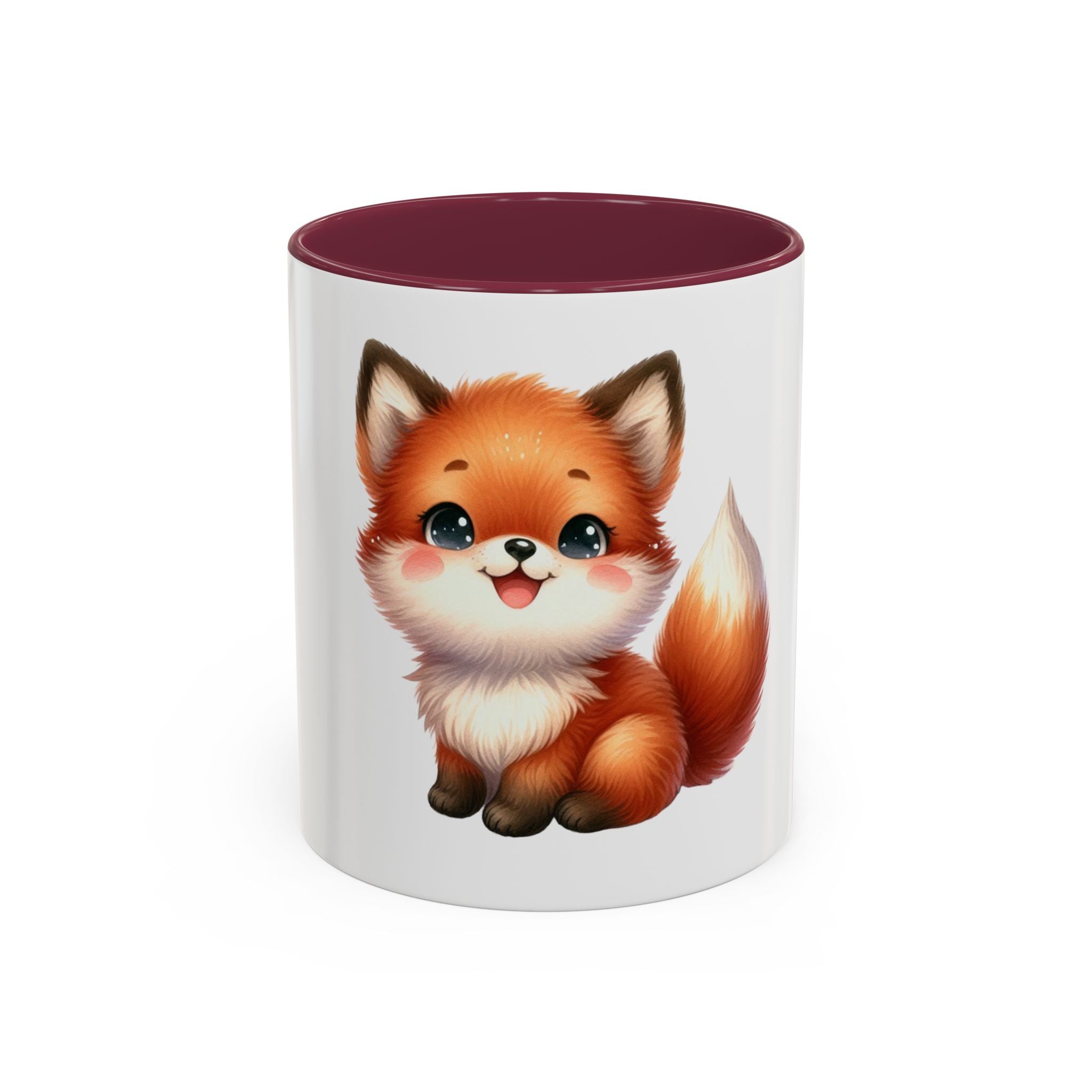 Cute Baby Fox Coffee Mug – Adorable Cartoon Fox 11oz Color Accent