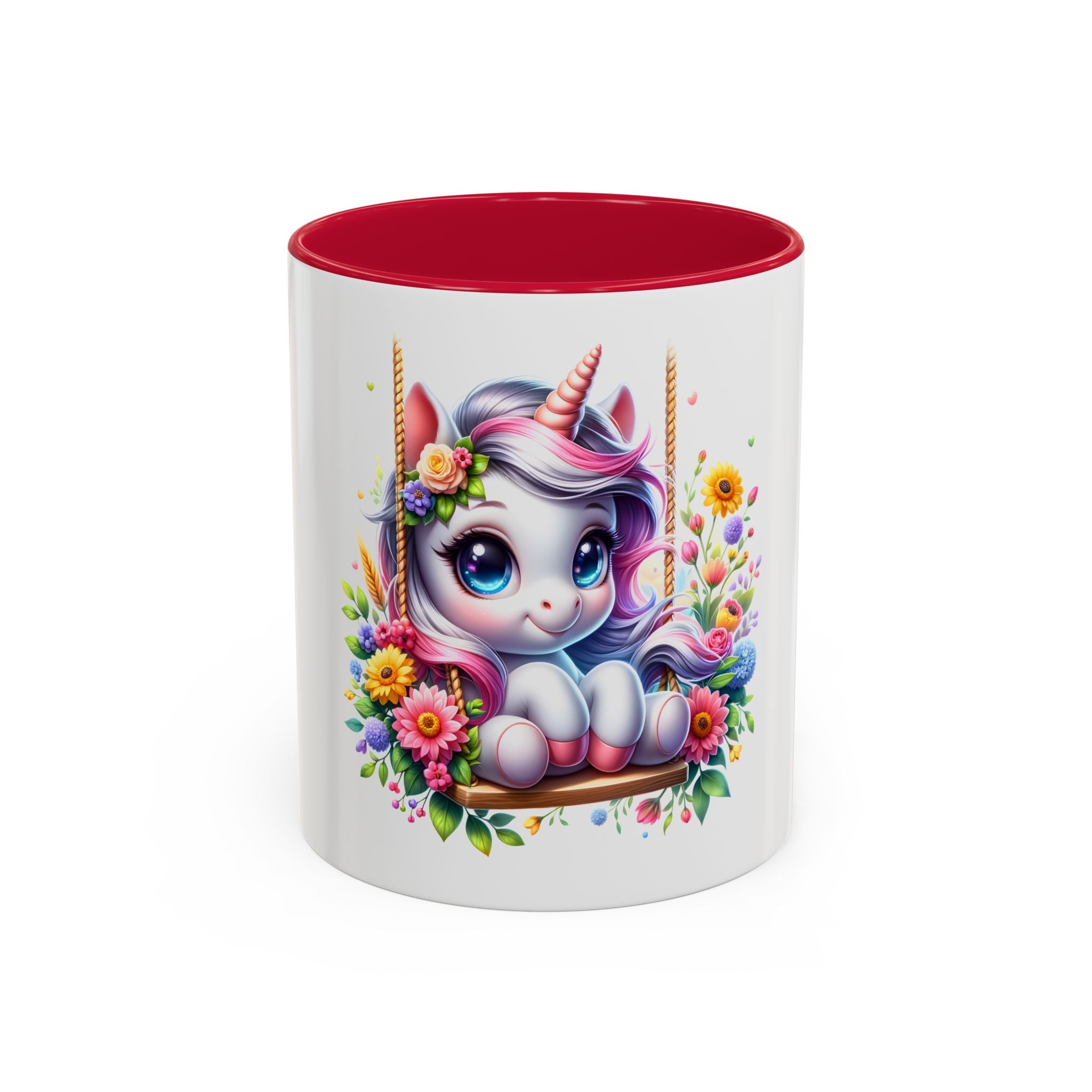 Cute Floral Unicorn Mug (11oz) - Colorful Kawaii Coffee Cup Gift