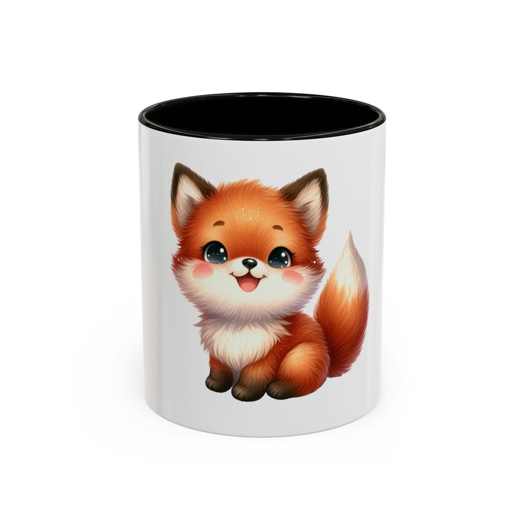Cute Baby Fox Coffee Mug – Adorable Cartoon Fox 11oz Color Accent