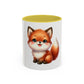 Cute Baby Fox Coffee Mug – Adorable Cartoon Fox 11oz Color Accent