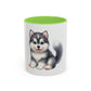 Cute Husky Puppy Coffee Mug — 11oz Color Accent Ceramic