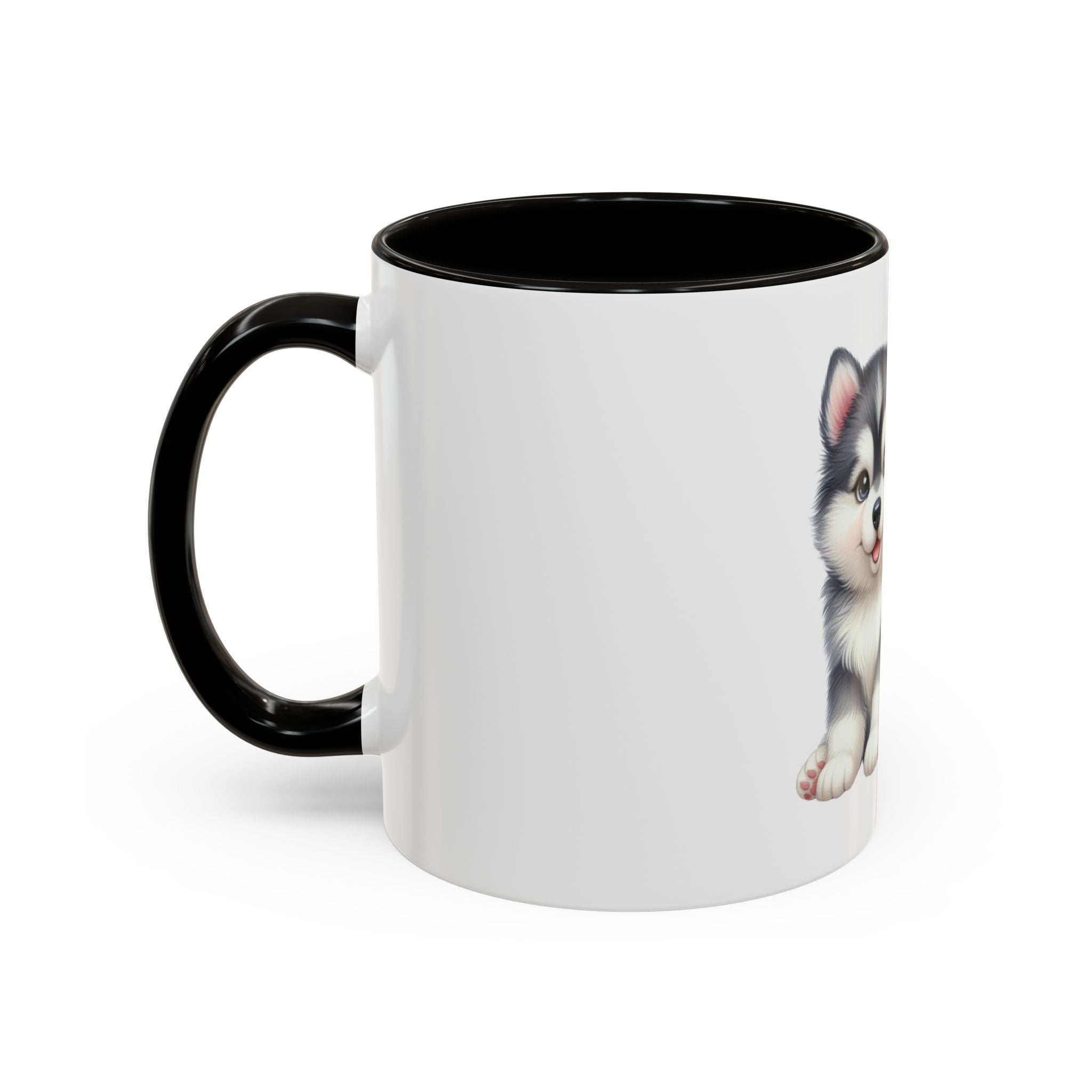 Cute Husky Puppy Coffee Mug — 11oz Color Accent Ceramic