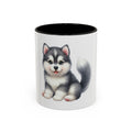 Cute Husky Puppy Coffee Mug — 11oz Color Accent Ceramic