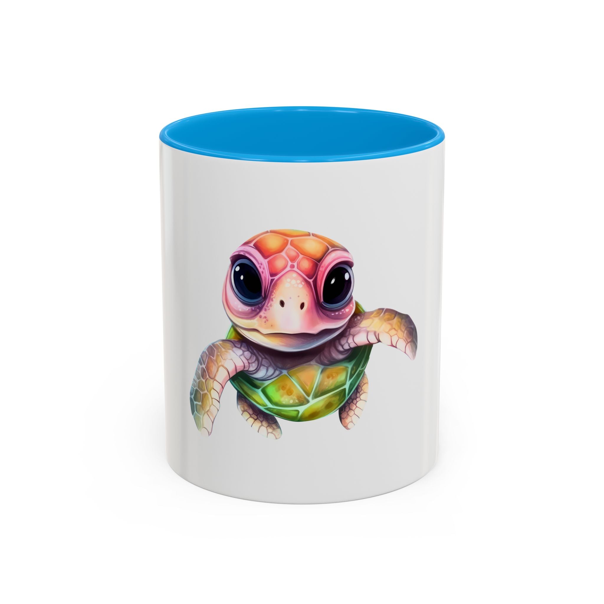 Colorful Cute Sea Turtle Coffee Mug — Vibrant Watercolor Turtle 11oz