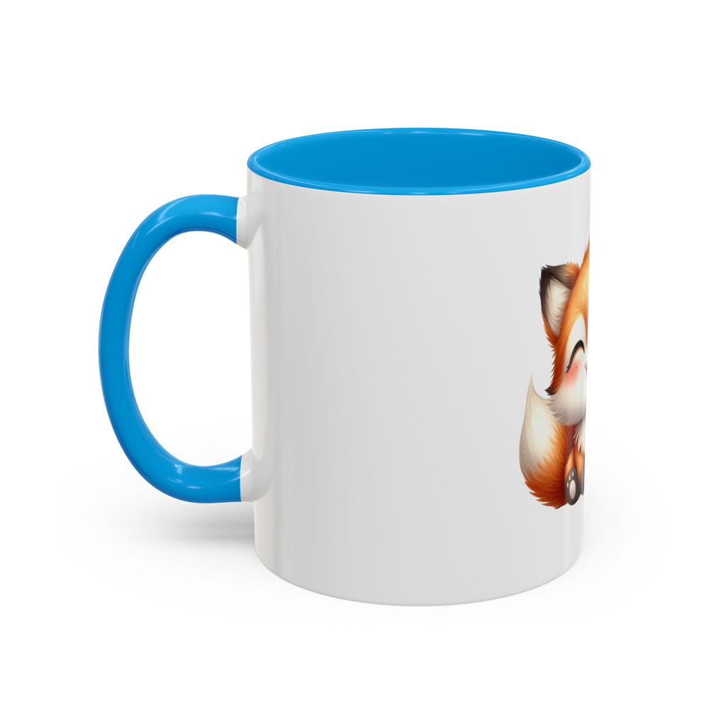 Cute Smiling Fox Coffee Mug — 11oz Color Accent Tea Cup