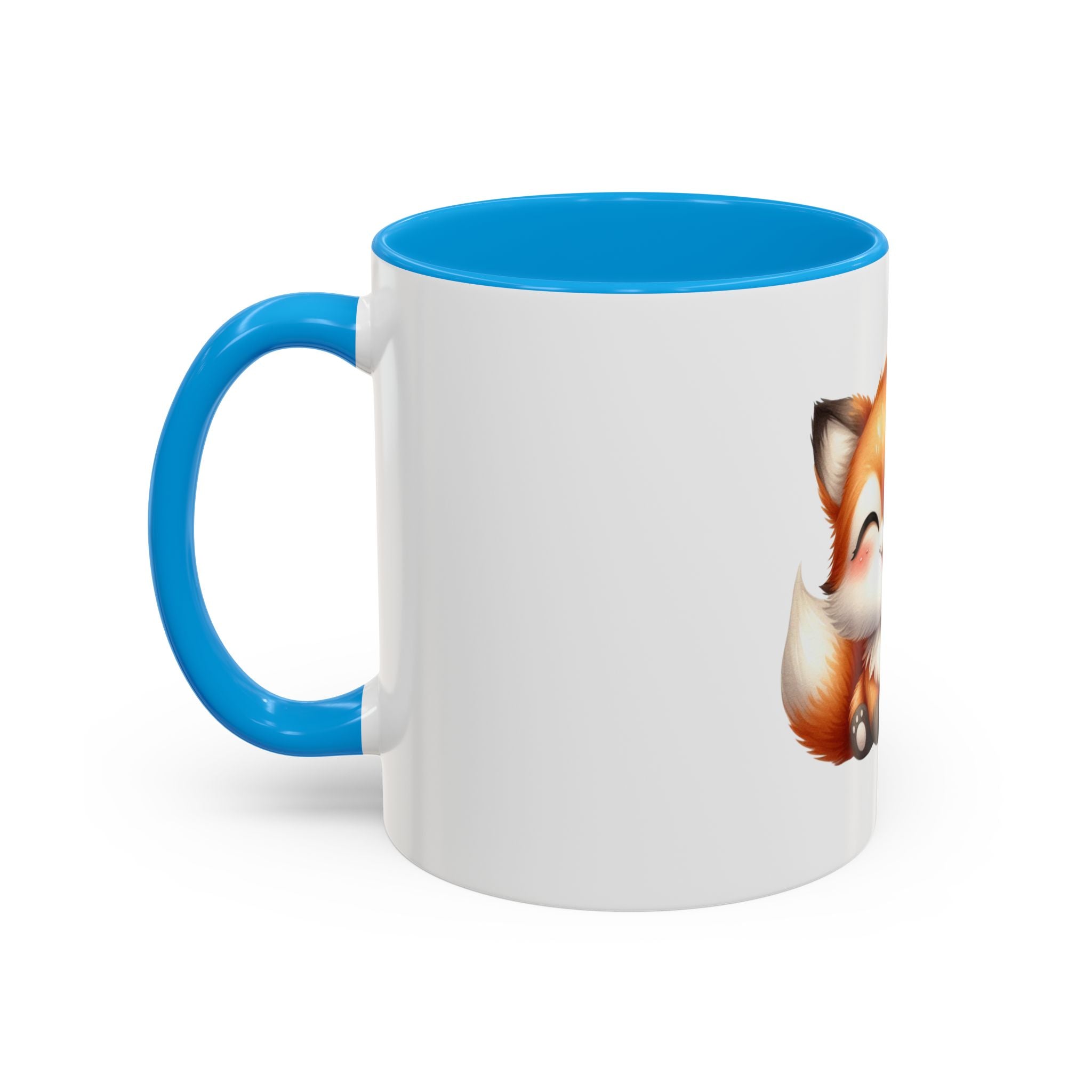 Cute Smiling Fox Coffee Mug — 11oz Color Accent Tea Cup