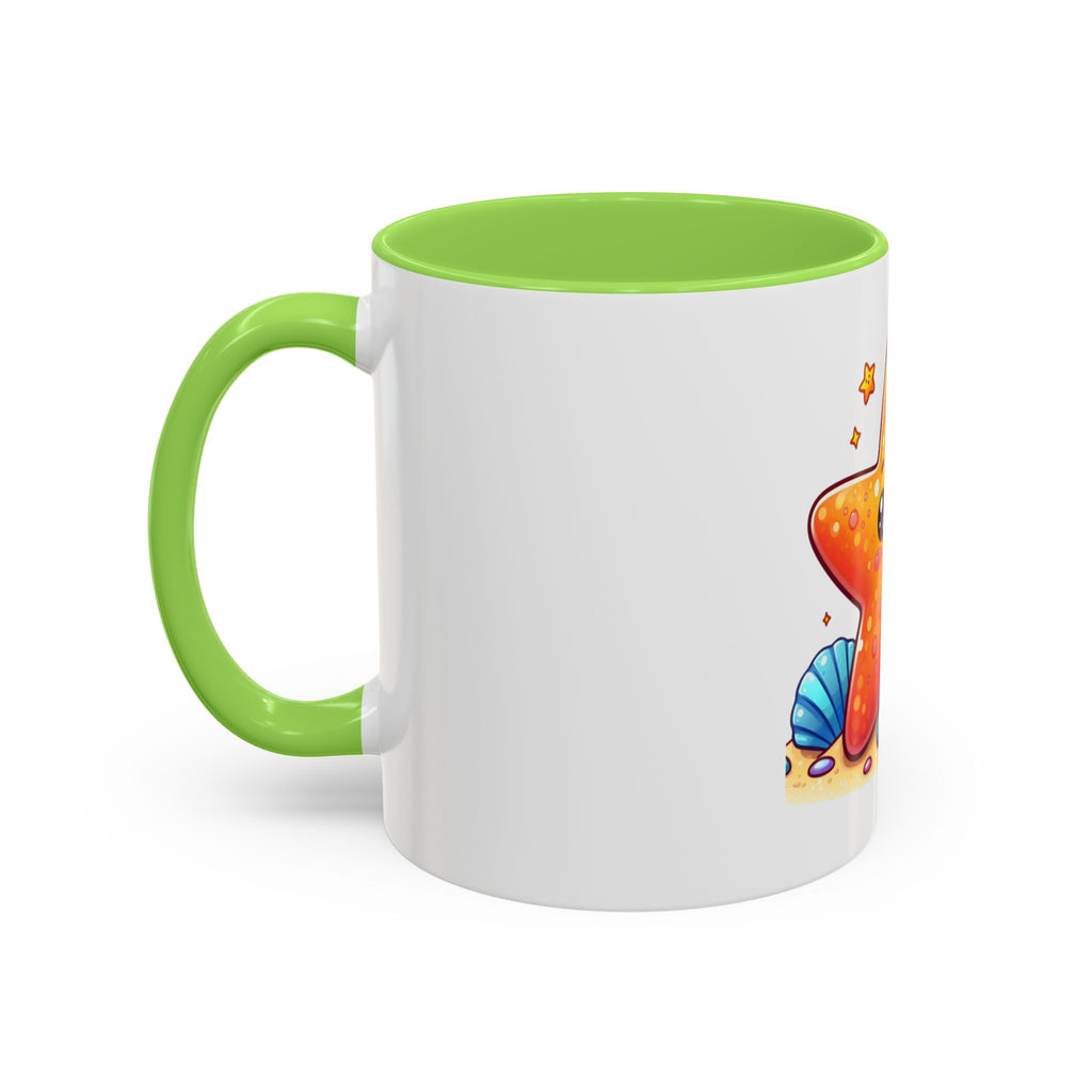 Cute Kawaii Starfish Coffee Mug – Colorful Ocean Cartoon 11oz