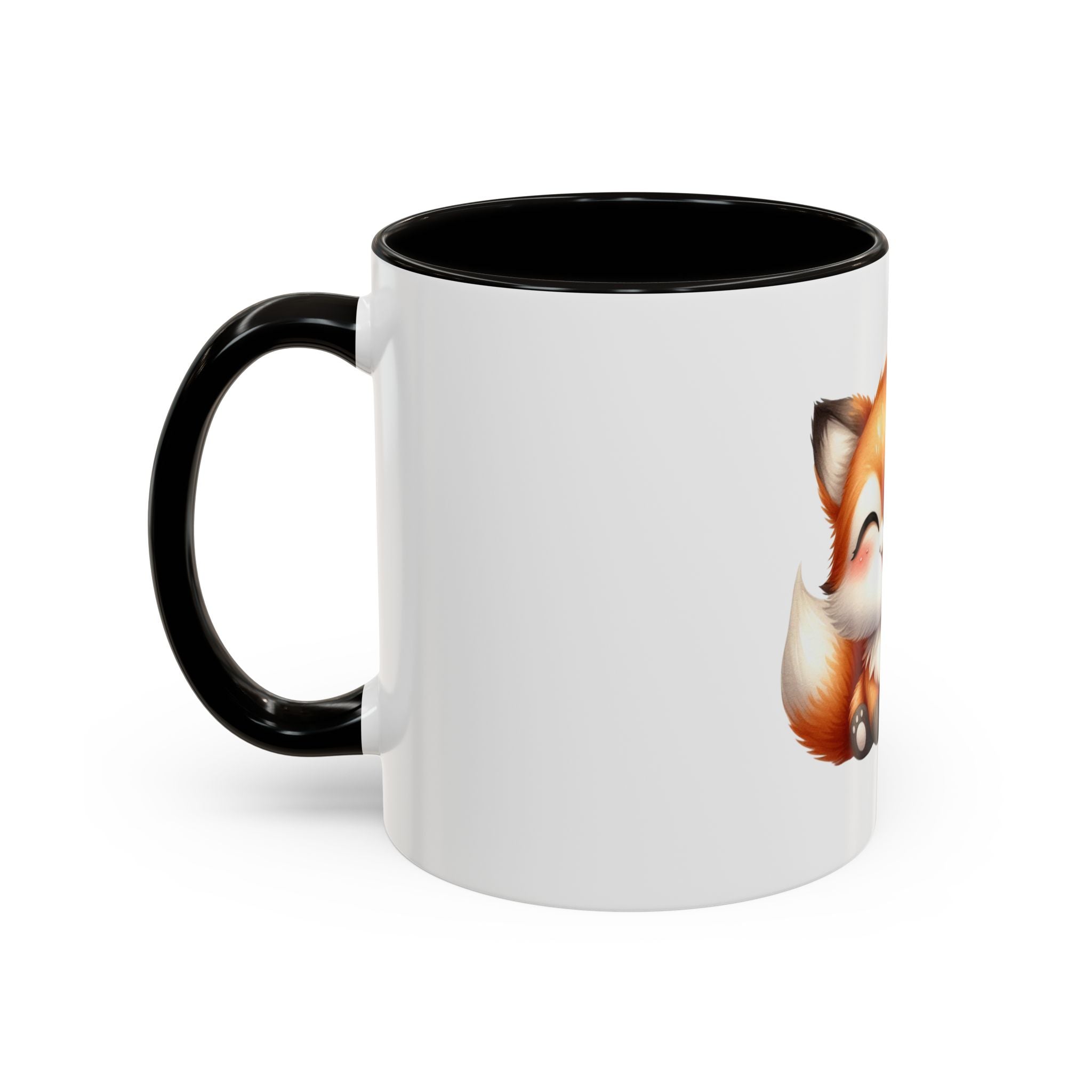 Cute Smiling Fox Coffee Mug — 11oz Color Accent Tea Cup