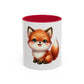 Cute Baby Fox Coffee Mug – Adorable Cartoon Fox 11oz Color Accent