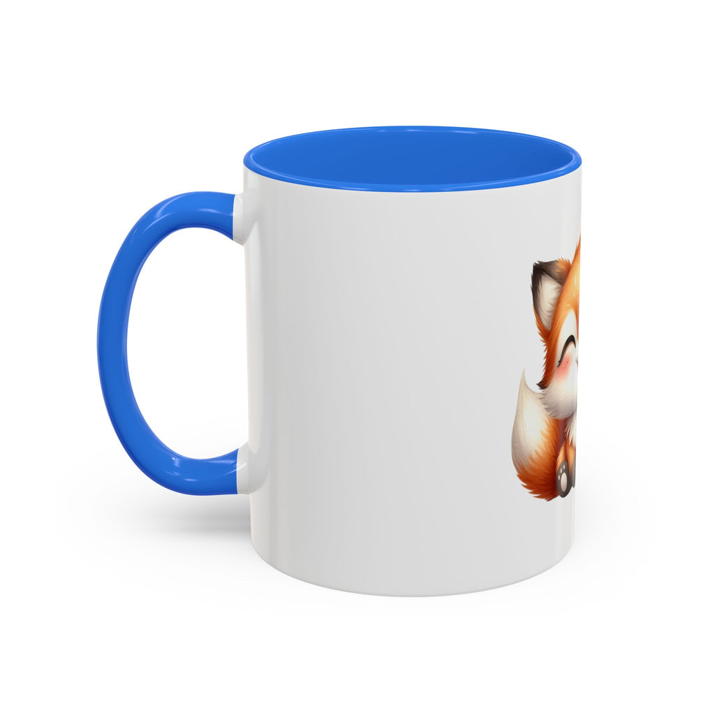 Cute Smiling Fox Coffee Mug — 11oz Color Accent Tea Cup