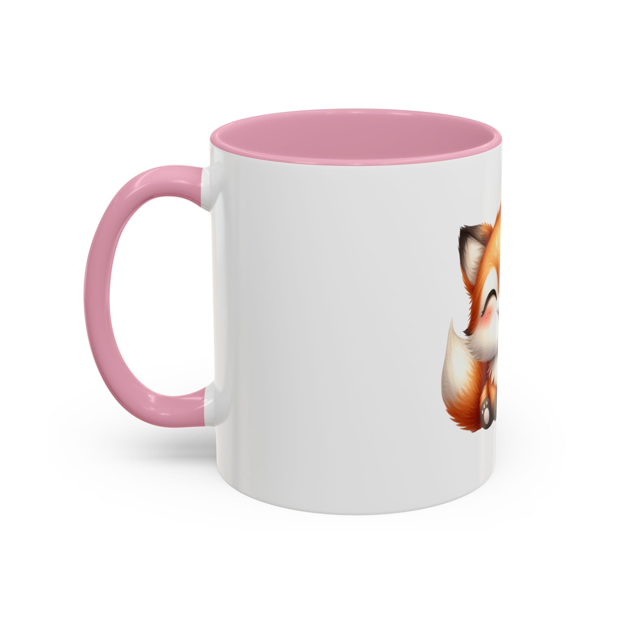 Cute Smiling Fox Coffee Mug — 11oz Color Accent Tea Cup