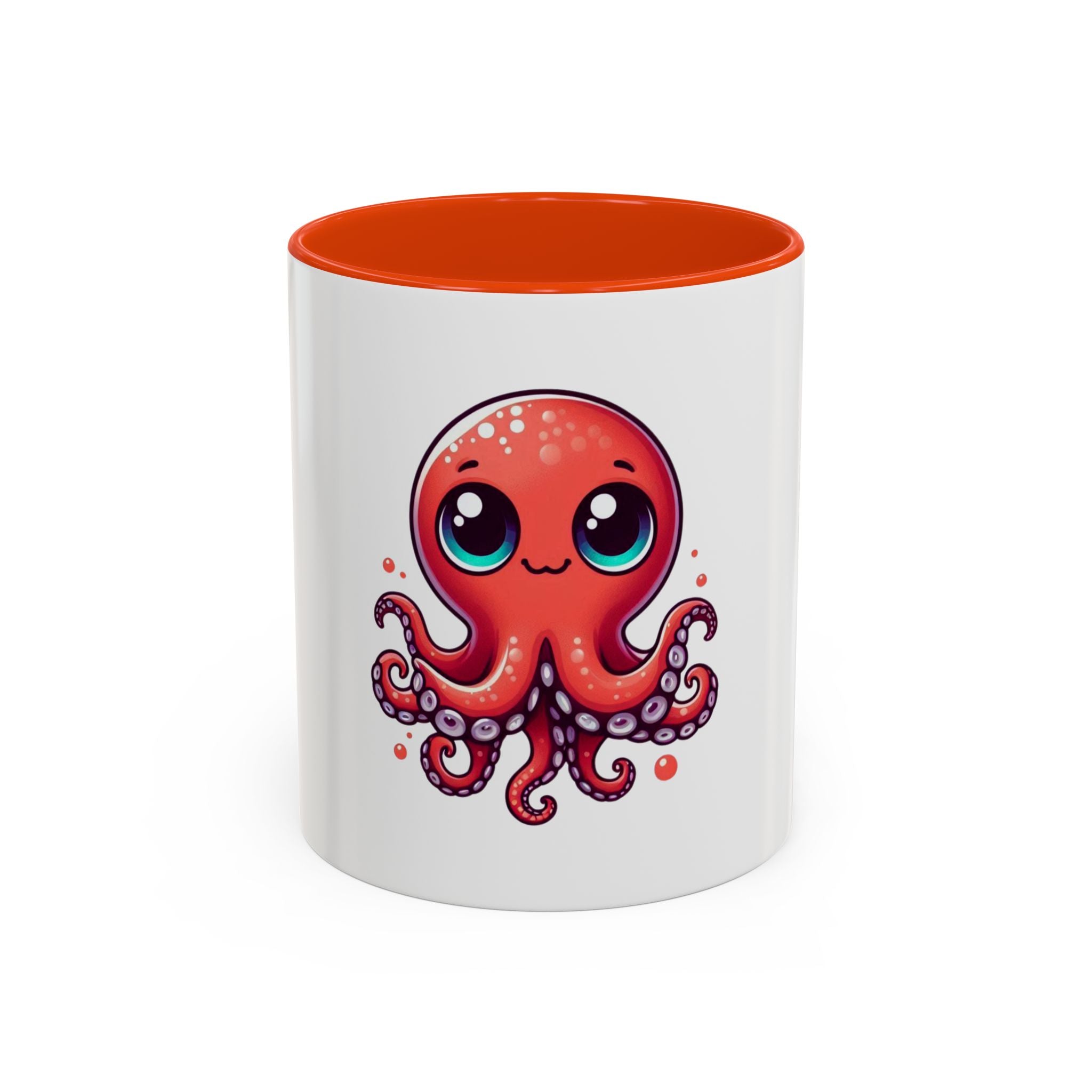 Cute Red Octopus Coffee Mug (11oz) - Kawaii Sea Creature Ceramic Cup