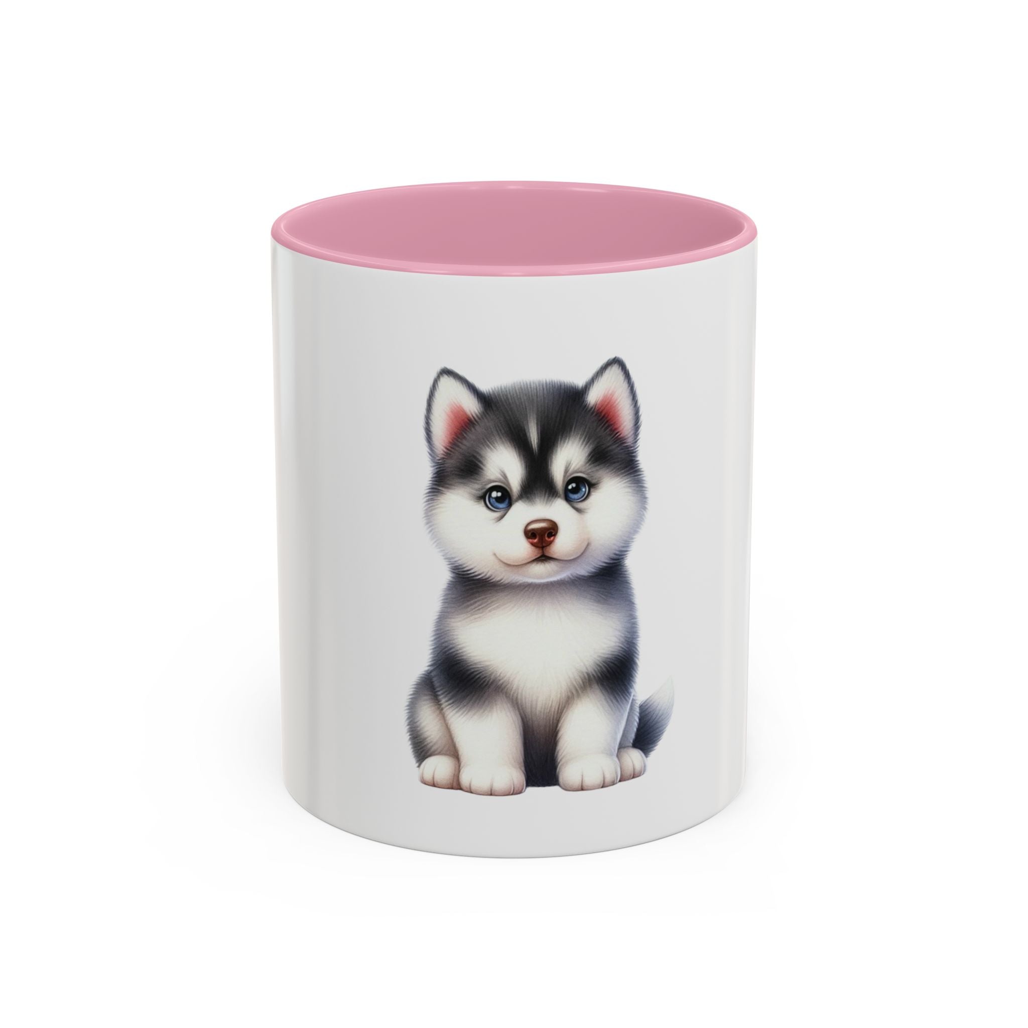 Cute Husky Puppy Coffee Mug — 11oznColor Accent Ceramic Mug