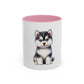 Cute Husky Puppy Coffee Mug — 11oznColor Accent Ceramic Mug