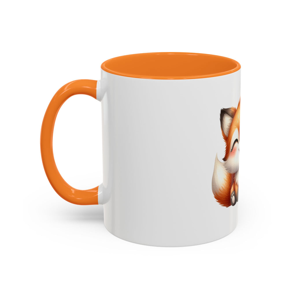 Cute Smiling Fox Coffee Mug — 11oz Color Accent Tea Cup