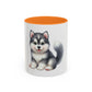 Cute Husky Puppy Coffee Mug — 11oz Color Accent Ceramic