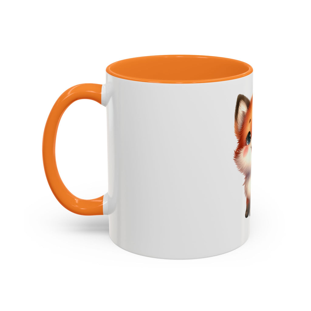 Cute Baby Fox Coffee Mug – Adorable Cartoon Fox 11oz Color Accent