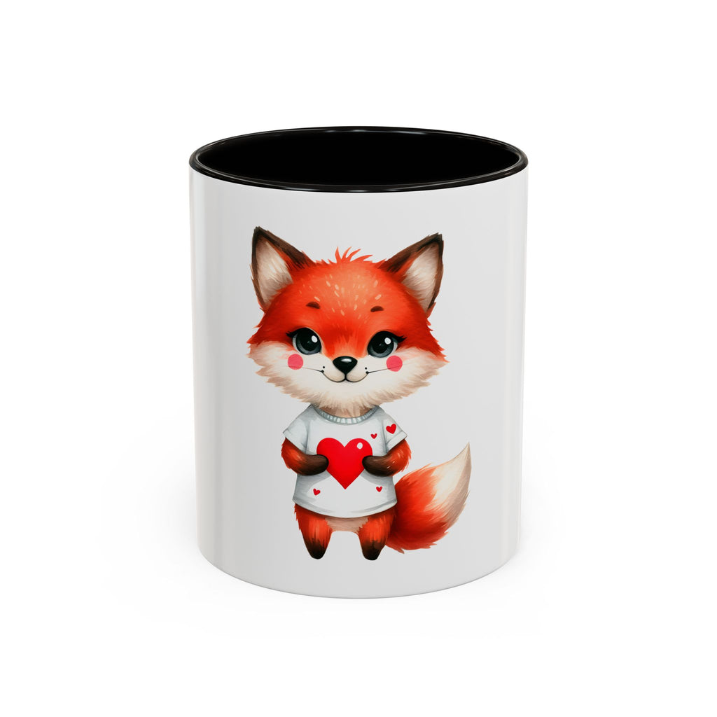 Cute Fox Heart Mug – Adorable Red Fox Holding Heart Coffee Cup (11oz)