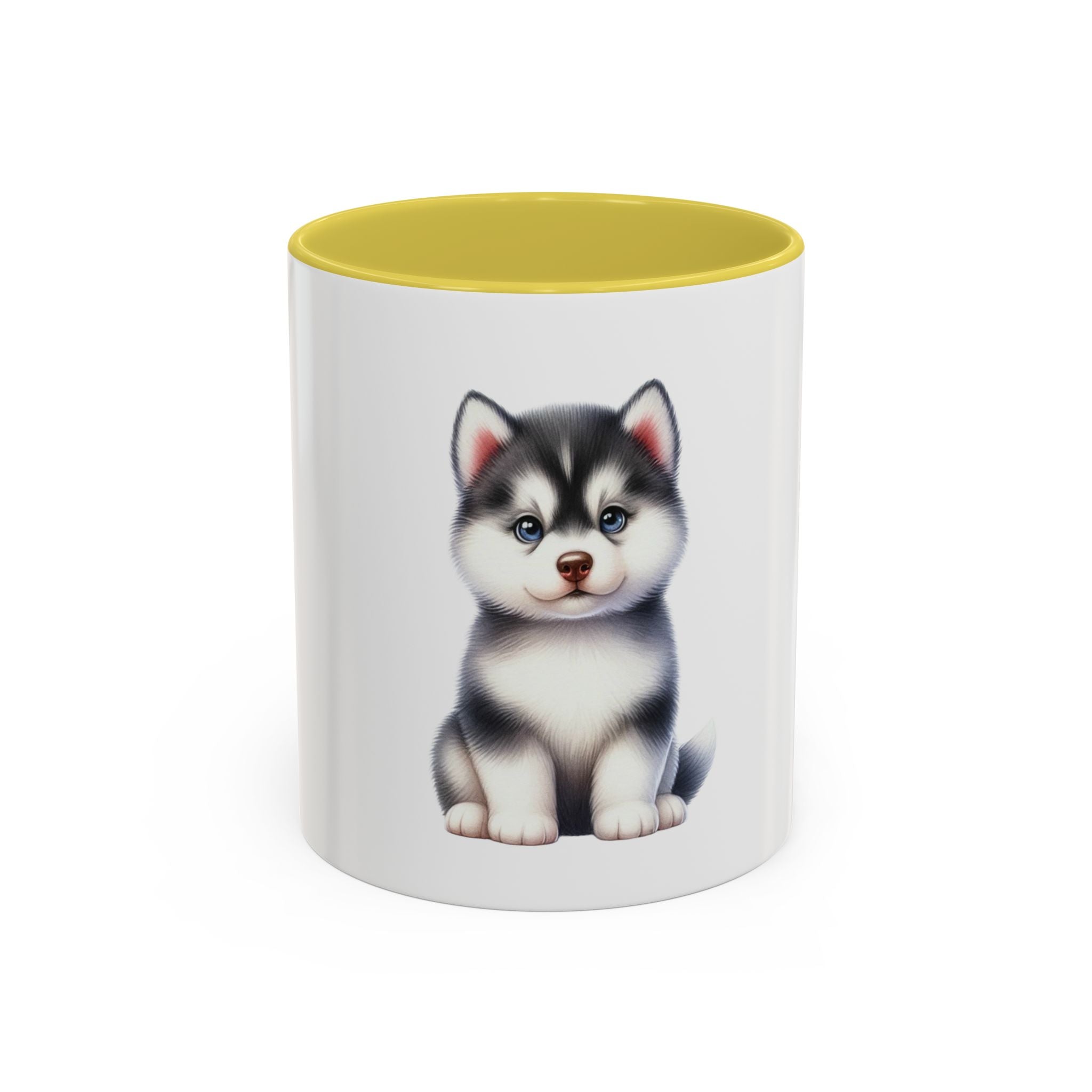 Cute Husky Puppy Coffee Mug — 11oznColor Accent Ceramic Mug