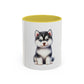 Cute Husky Puppy Coffee Mug — 11oznColor Accent Ceramic Mug