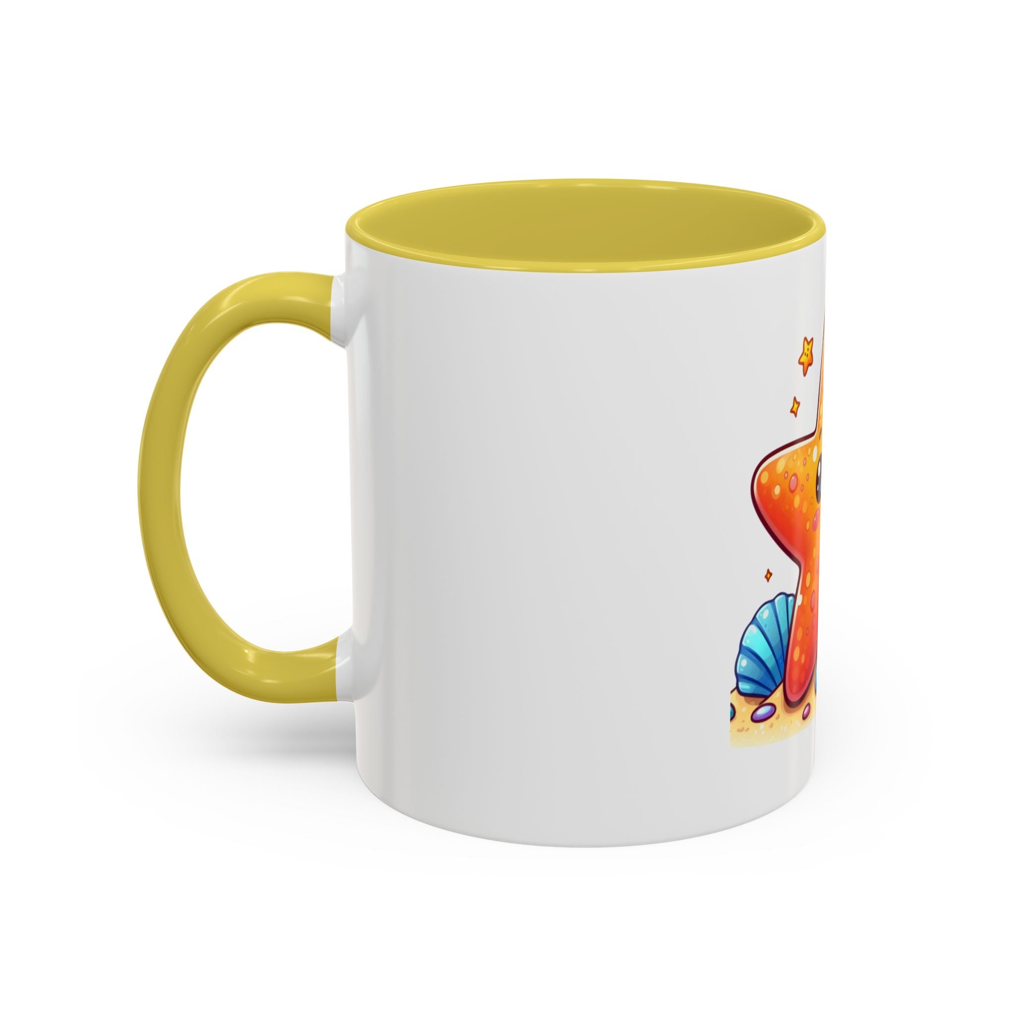 Cute Kawaii Starfish Coffee Mug – Colorful Ocean Cartoon 11oz