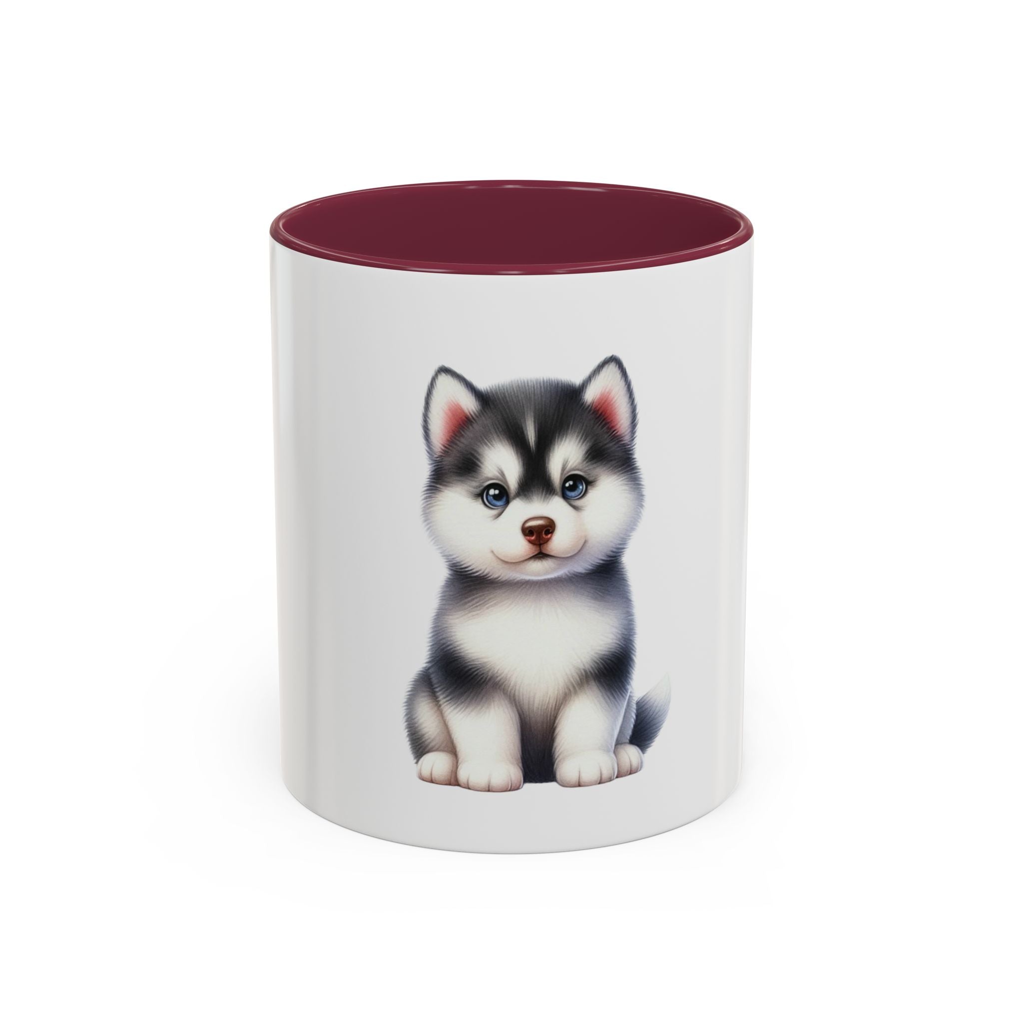 Cute Husky Puppy Coffee Mug — 11oznColor Accent Ceramic Mug