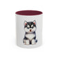 Cute Husky Puppy Coffee Mug — 11oznColor Accent Ceramic Mug