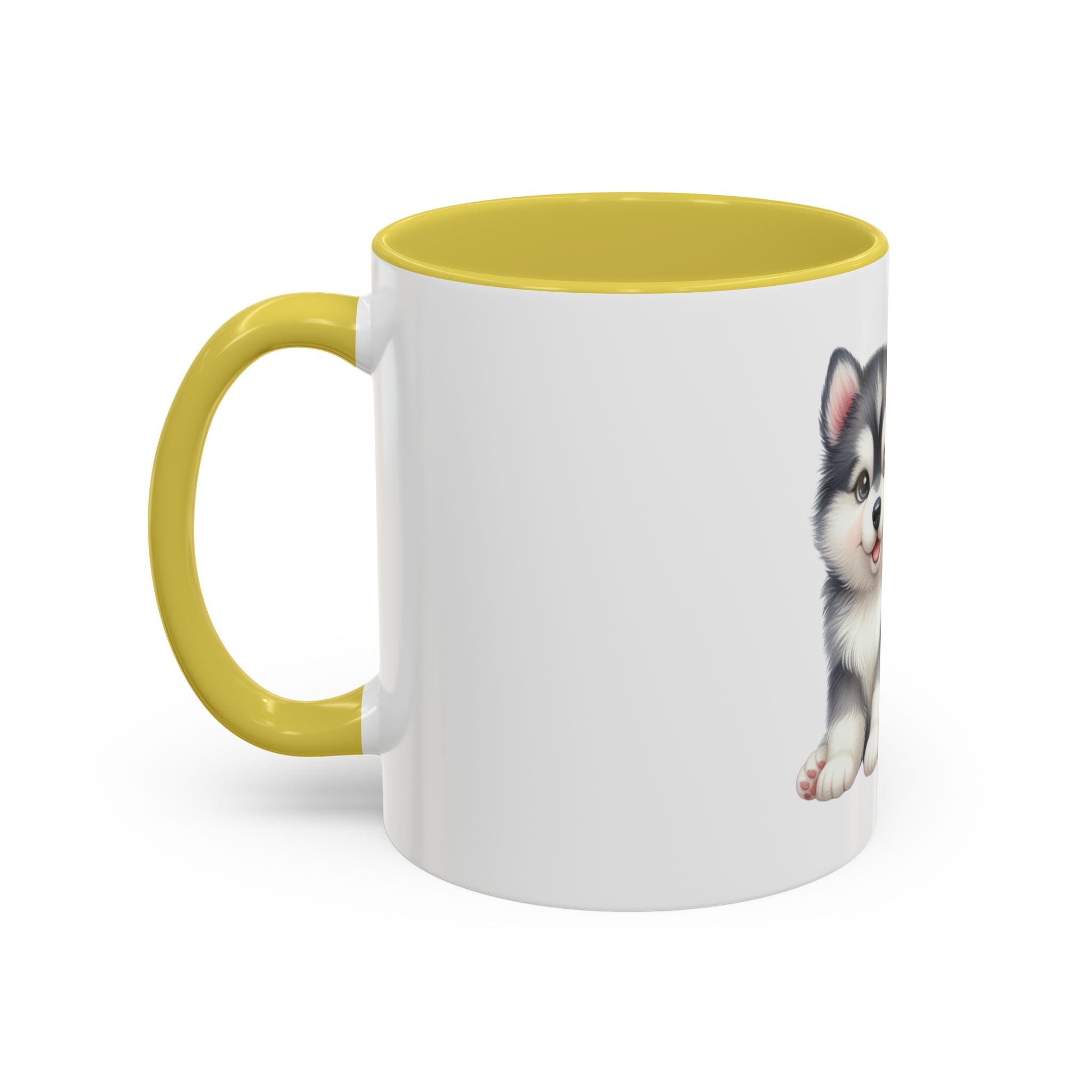 Cute Husky Puppy Coffee Mug — 11oz Color Accent Ceramic