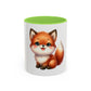 Cute Baby Fox Coffee Mug – Adorable Cartoon Fox 11oz Color Accent