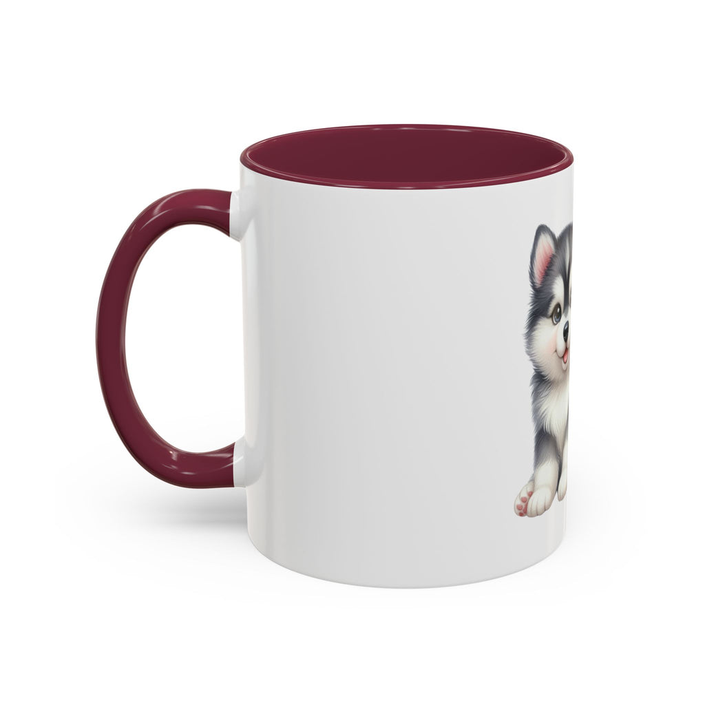 Cute Husky Puppy Coffee Mug — 11oz Color Accent Ceramic