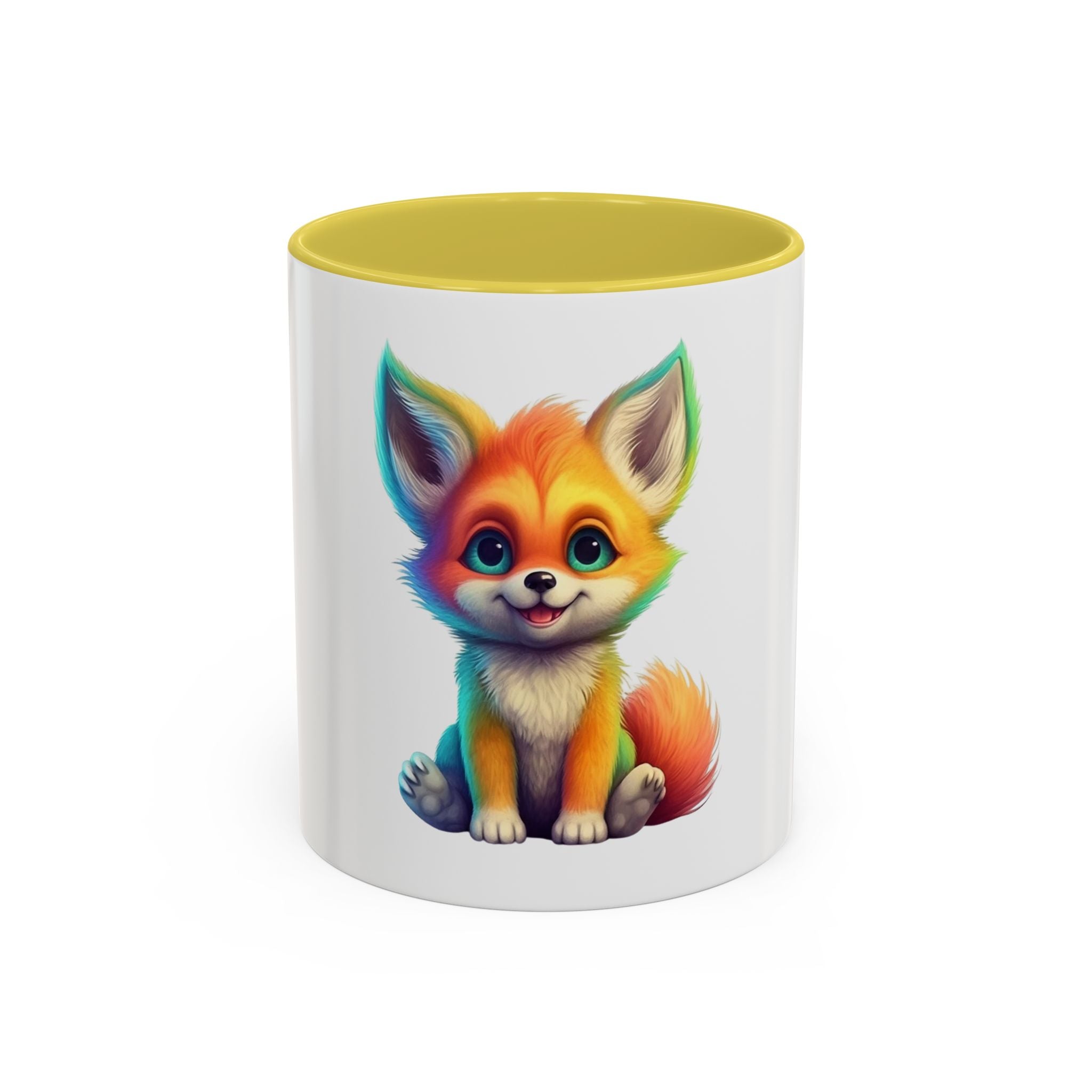 Cute Rainbow Fox Mug (11oz) – Colorful Kawaii Animal Coffee Cup