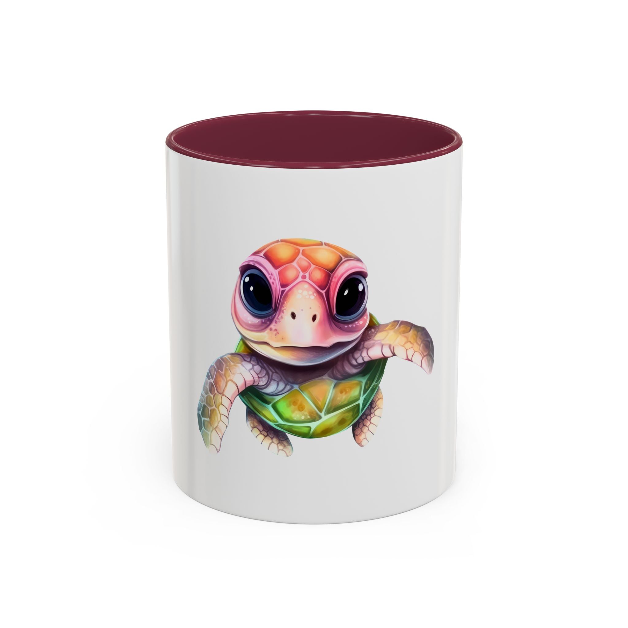 Colorful Cute Sea Turtle Coffee Mug — Vibrant Watercolor Turtle 11oz