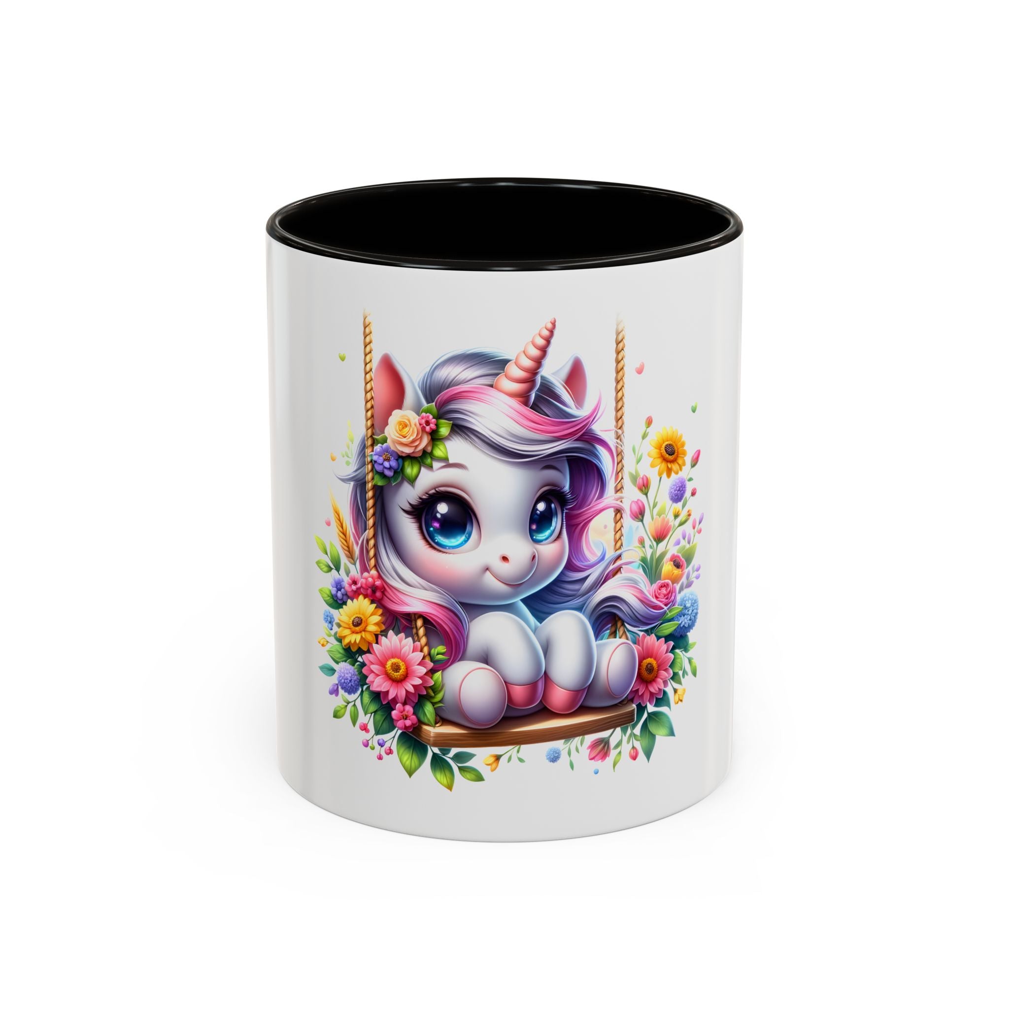 Cute Floral Unicorn Mug (11oz) - Colorful Kawaii Coffee Cup Gift
