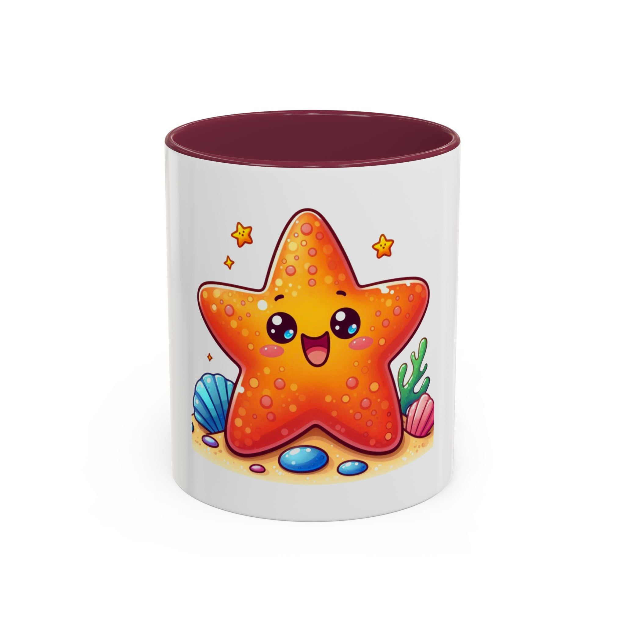 Cute Kawaii Starfish Coffee Mug – Colorful Ocean Cartoon 11oz