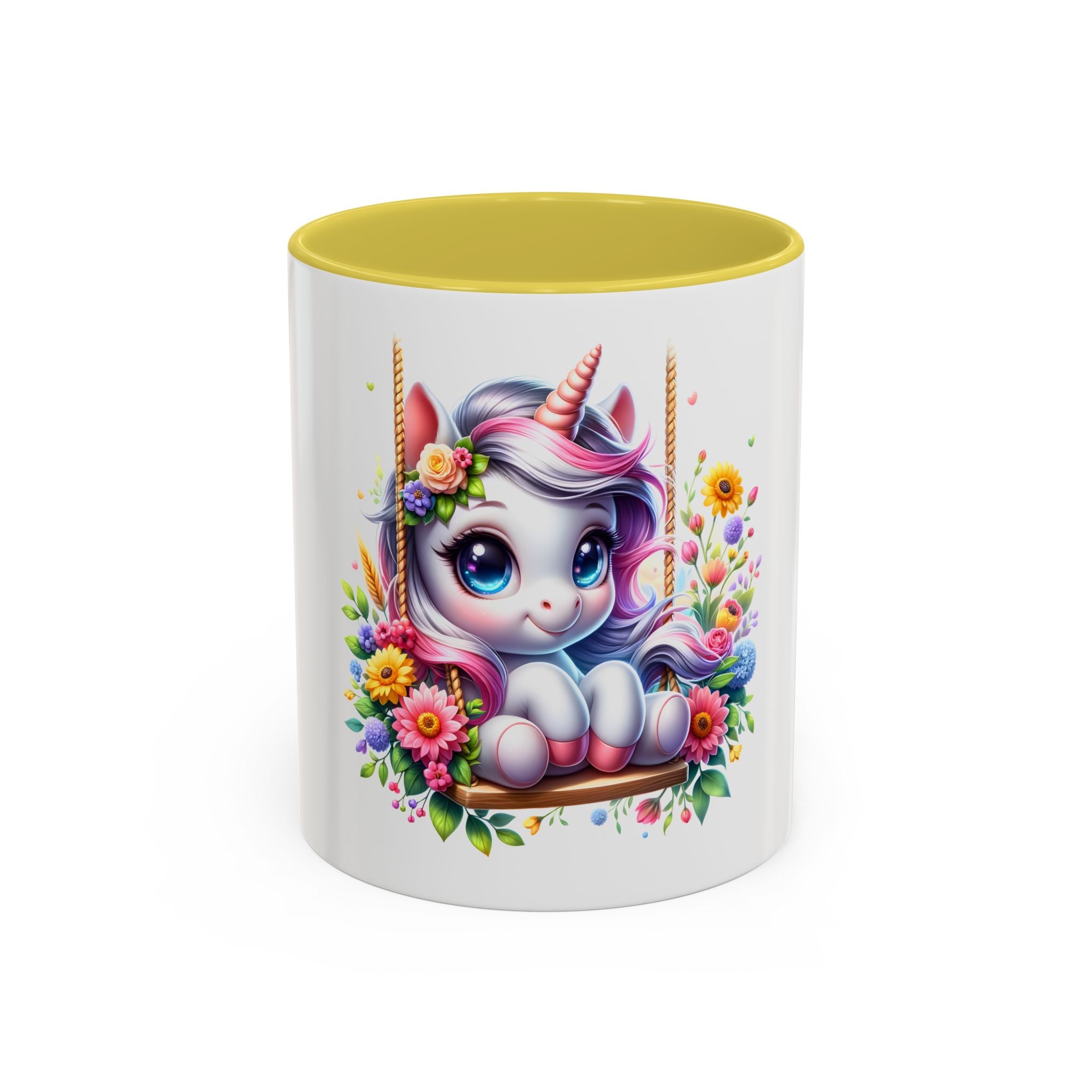 Cute Floral Unicorn Mug (11oz) - Colorful Kawaii Coffee Cup Gift