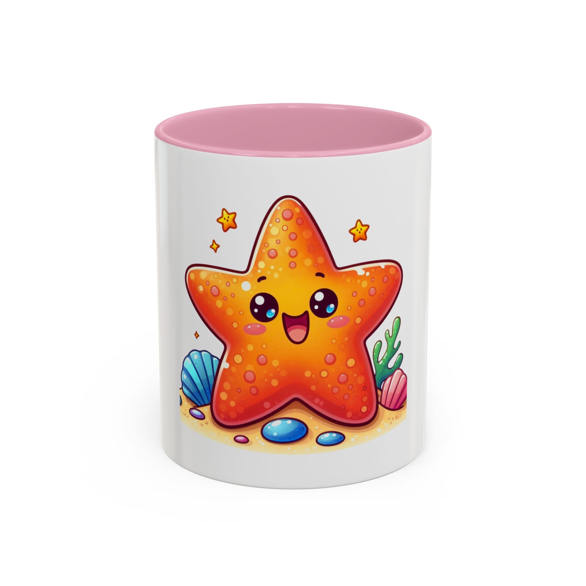 Cute Kawaii Starfish Coffee Mug – Colorful Ocean Cartoon 11oz