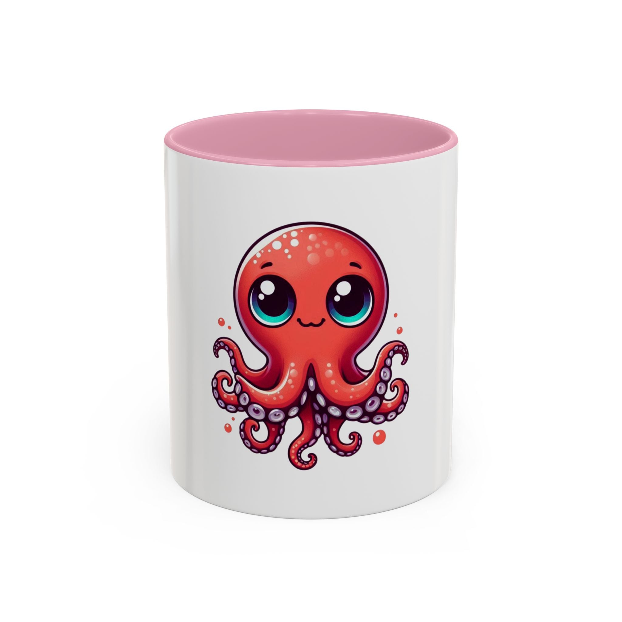 Cute Red Octopus Coffee Mug (11oz) - Kawaii Sea Creature Ceramic Cup
