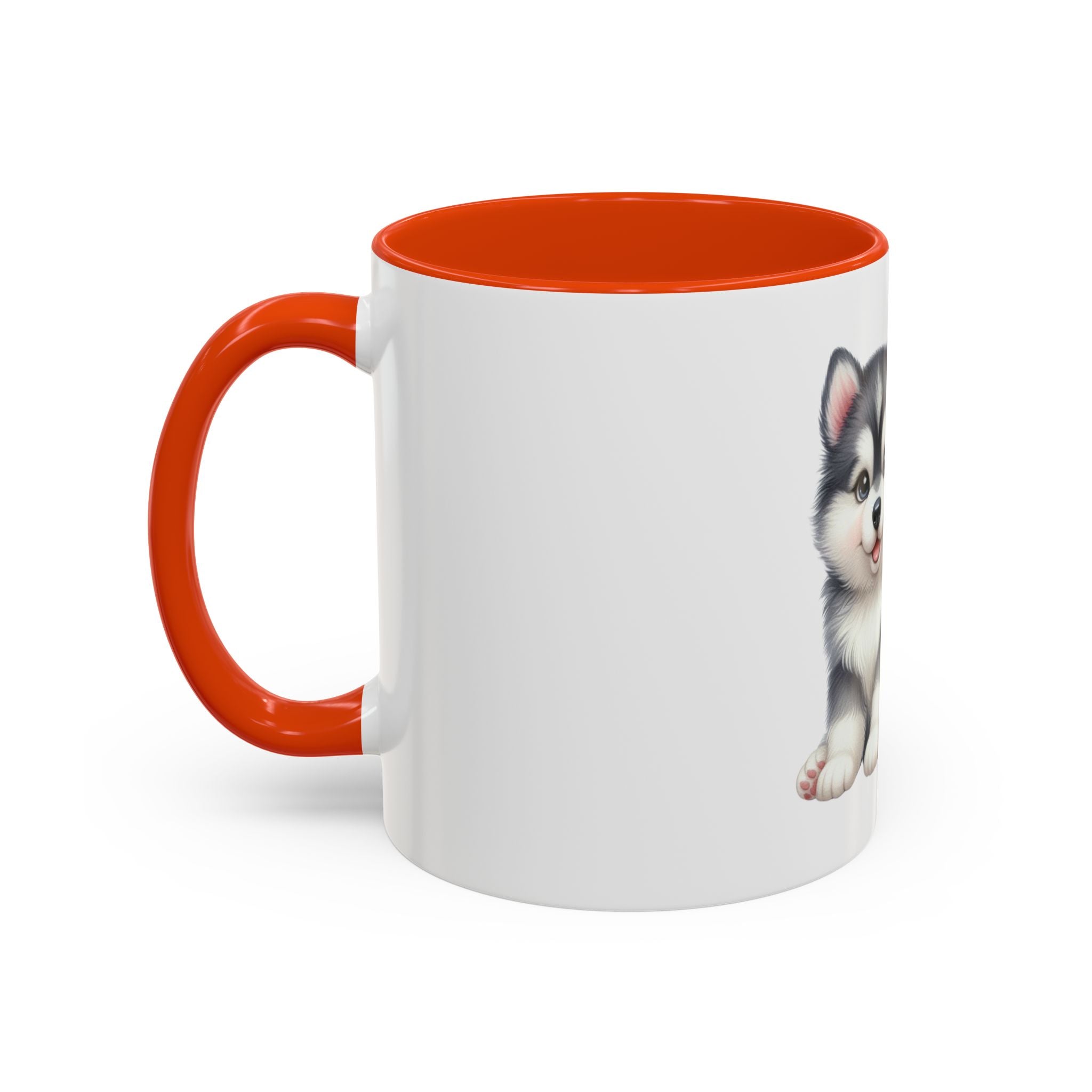 Cute Husky Puppy Coffee Mug — 11oz Color Accent Ceramic
