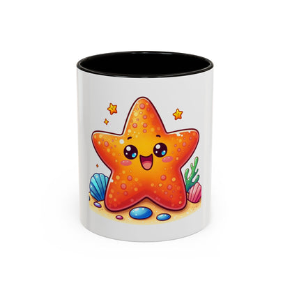 Cute Kawaii Starfish Coffee Mug – Colorful Ocean Cartoon 11oz