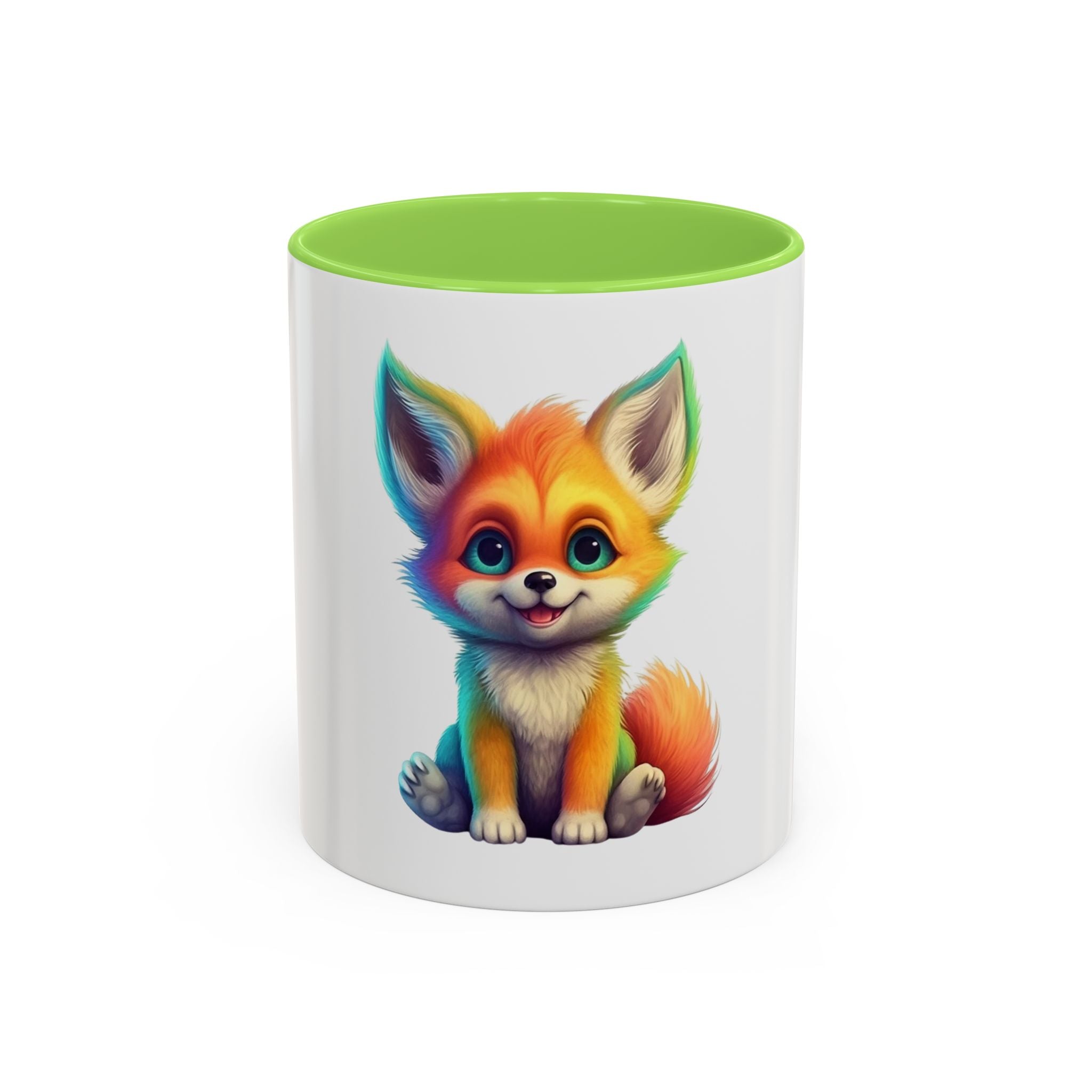 Cute Rainbow Fox Mug (11oz) – Colorful Kawaii Animal Coffee Cup