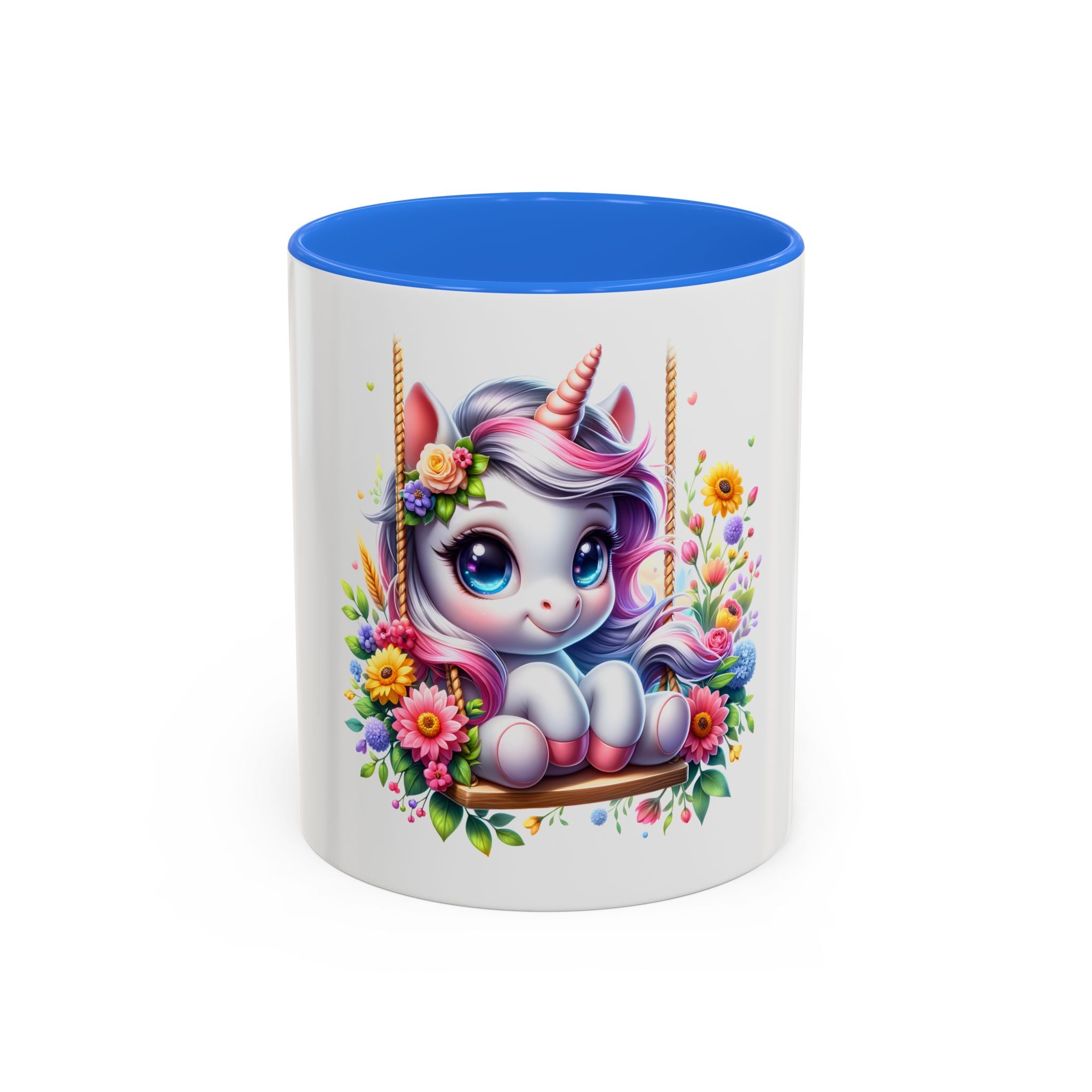 Cute Floral Unicorn Mug (11oz) - Colorful Kawaii Coffee Cup Gift
