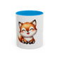 Cute Smiling Fox Coffee Mug — 11oz Color Accent Tea Cup