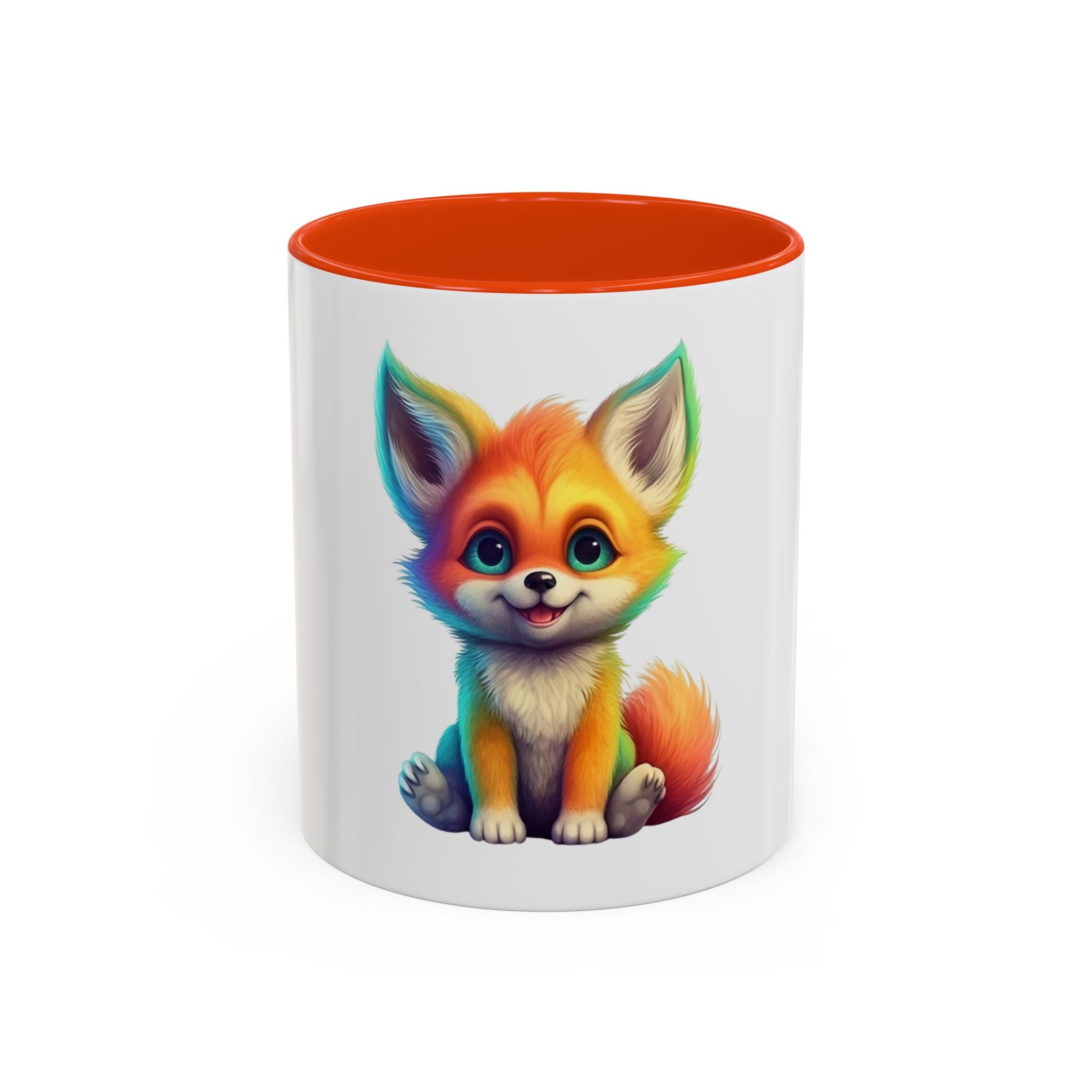 Cute Rainbow Fox Mug (11oz) – Colorful Kawaii Animal Coffee Cup
