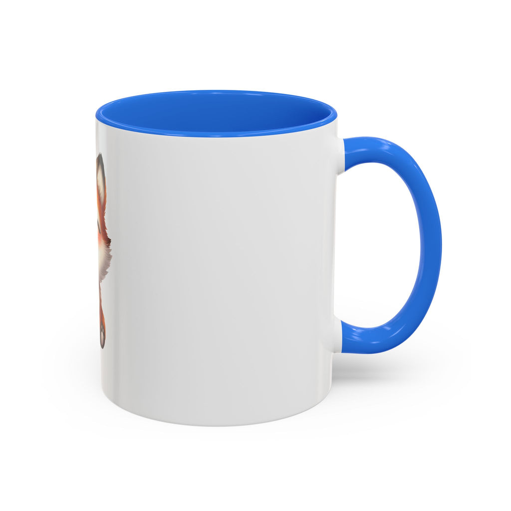 Cute Smiling Fox Coffee Mug — 11oz Color Accent Tea Cup