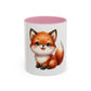 Cute Baby Fox Coffee Mug – Adorable Cartoon Fox 11oz Color Accent