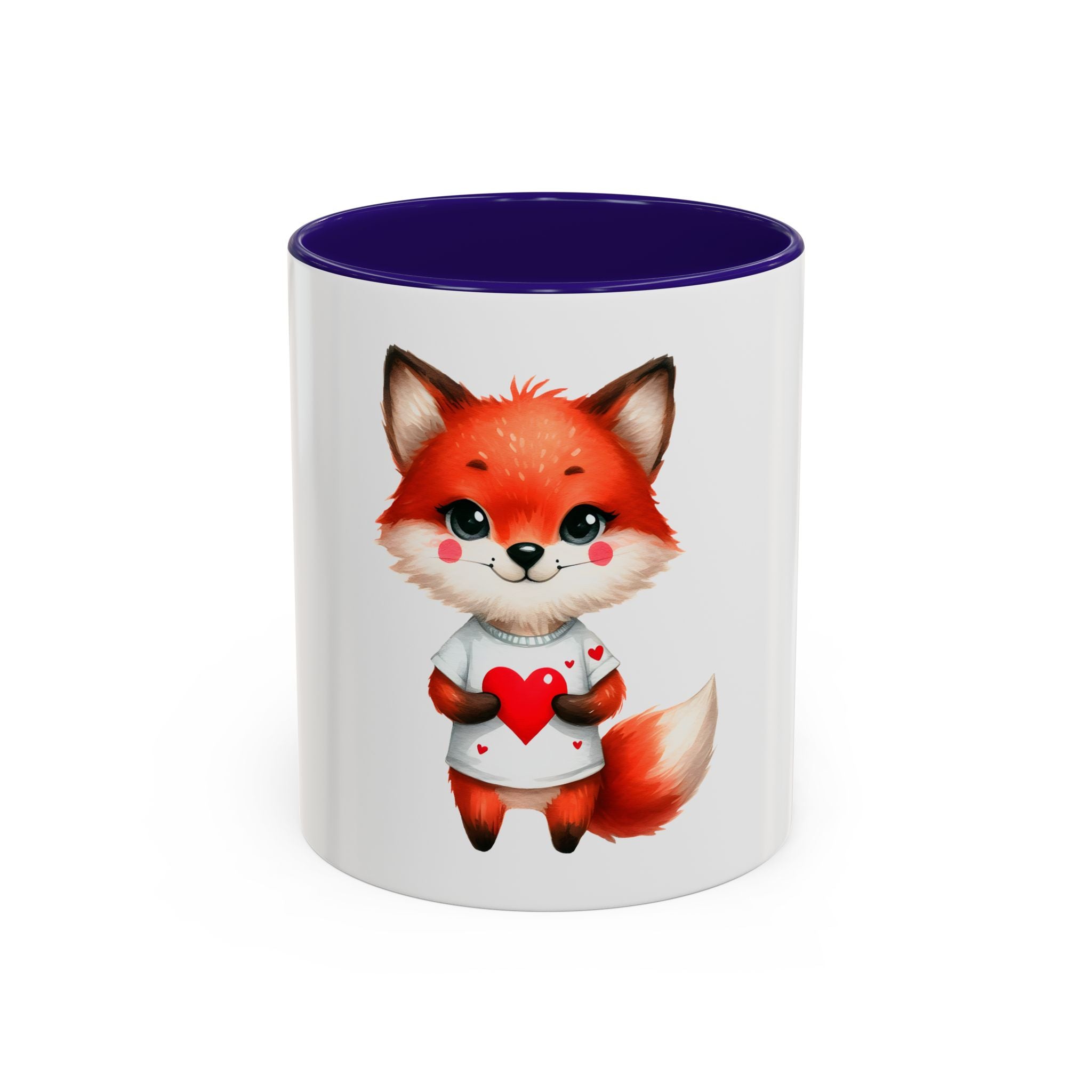 Cute Fox Heart Mug – Adorable Red Fox Holding Heart Coffee Cup (11oz)