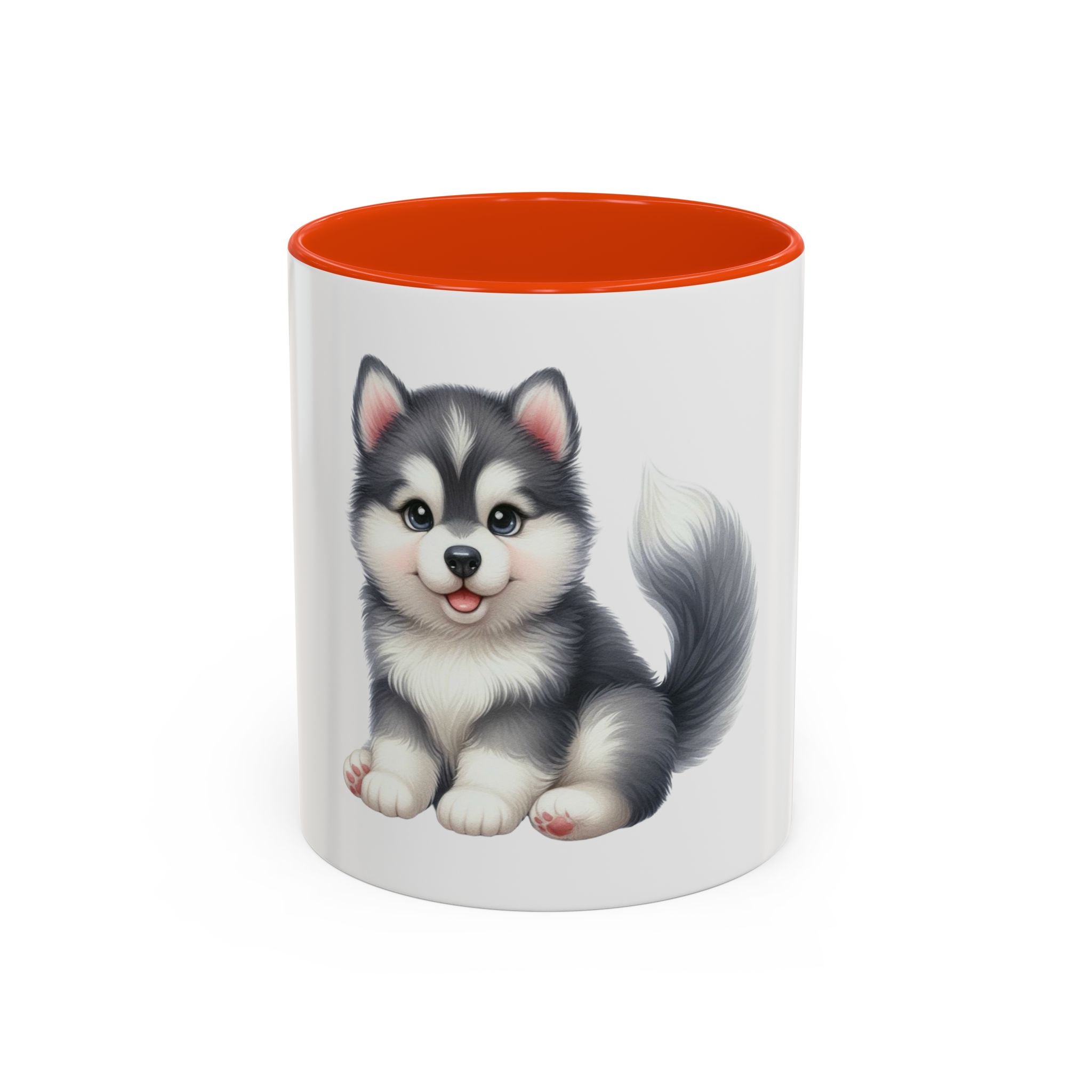Cute Husky Puppy Coffee Mug — 11oz Color Accent Ceramic
