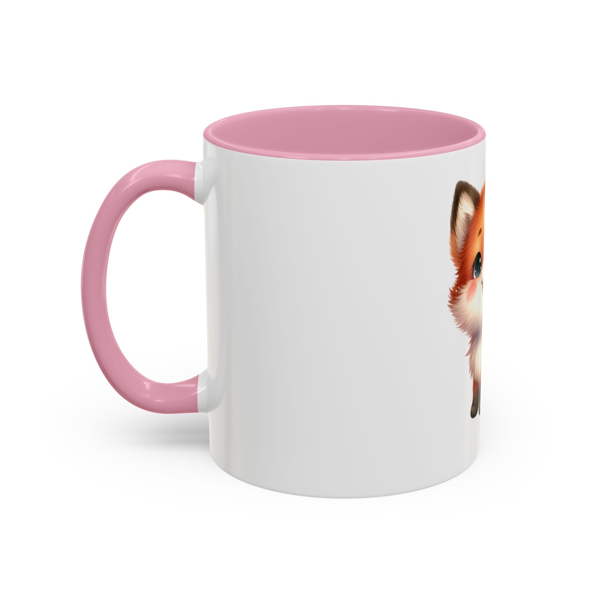 Cute Baby Fox Coffee Mug – Adorable Cartoon Fox 11oz Color Accent