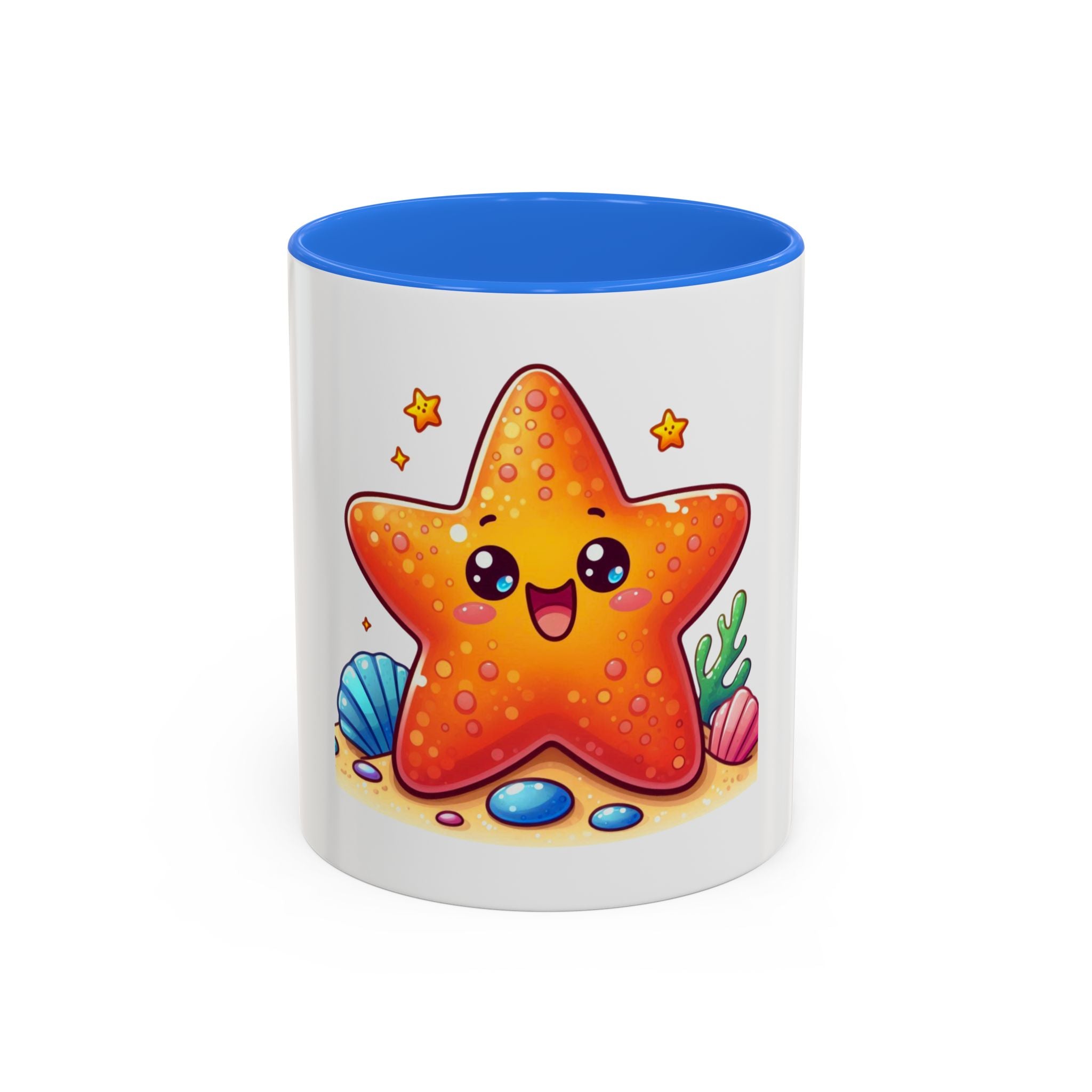 Cute Kawaii Starfish Coffee Mug – Colorful Ocean Cartoon 11oz