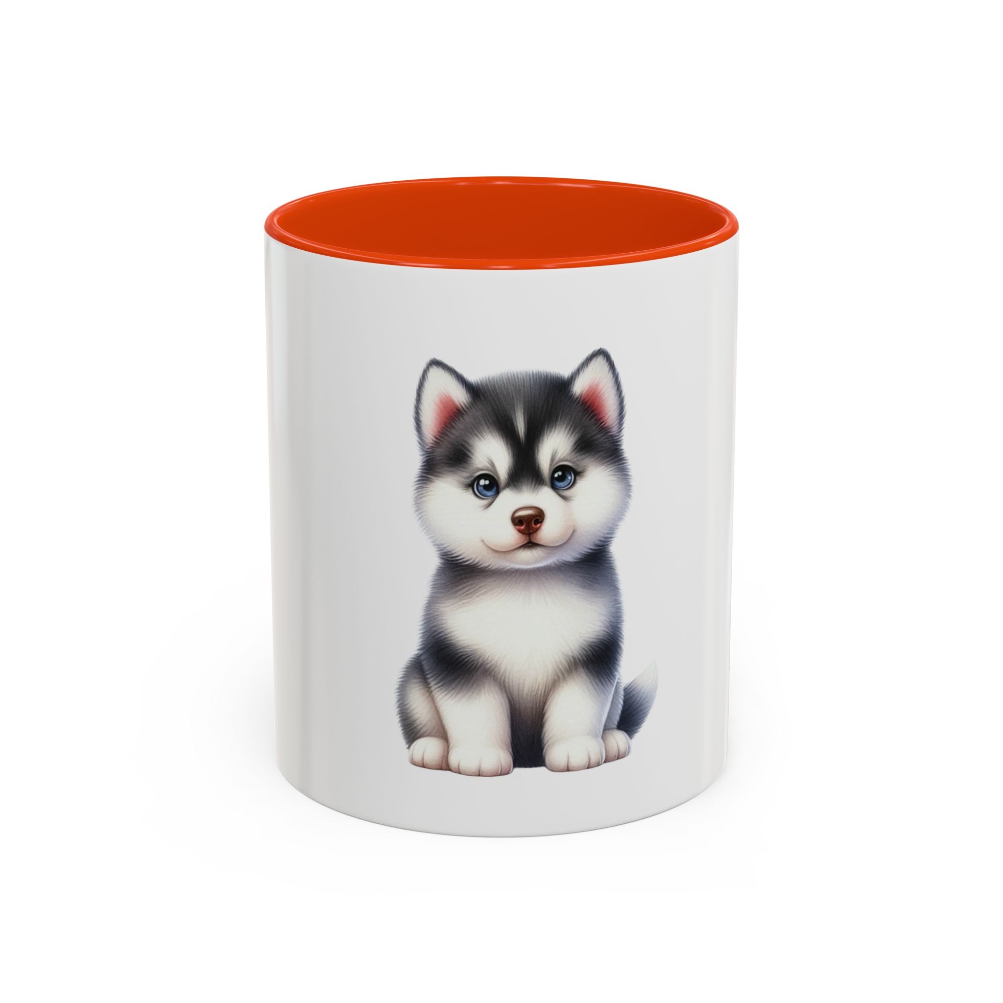 Cute Husky Puppy Coffee Mug — 11oznColor Accent Ceramic Mug